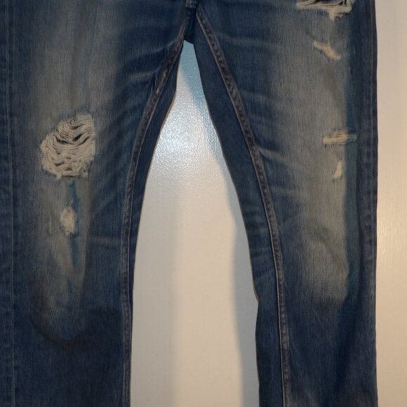 Zara Destructed Midrise Blue Jeans Sz 4 - Picture 3 of 11